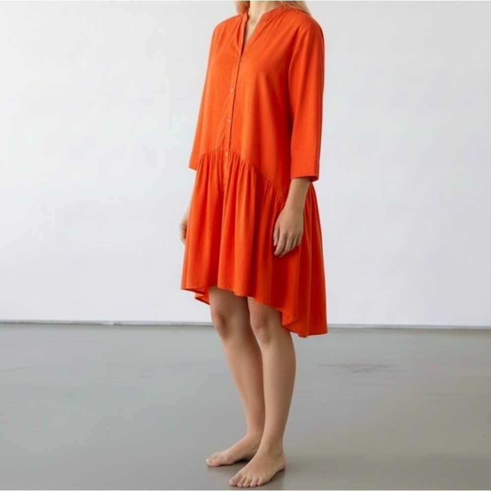 Vilagallo High Low Shirt Dress Resort Wear Career Preppy Cotton size 38 / US 6